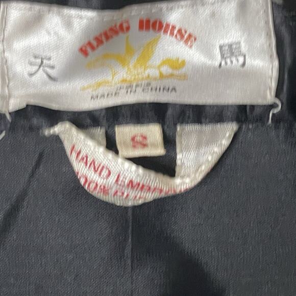 VTG MCM Asian Black Silk Embroidered Golden Chinese Dragon Robe Kimono Sz S/M/L - Picture 13 of 16